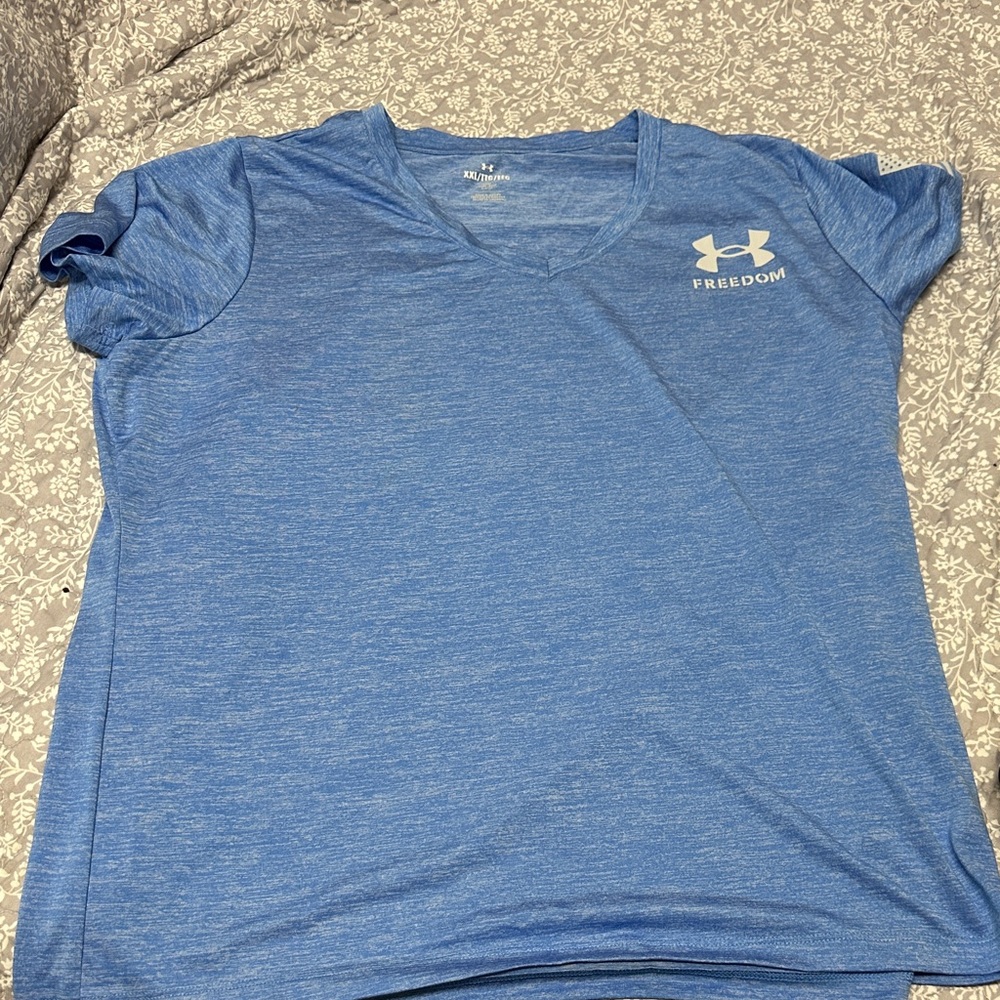 Under Armour Blue Heather Freedom V-Neck Performance Tee